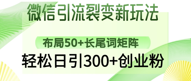 微信引流裂变新玩法：布局50+长尾词矩阵，轻松日引300+创业粉插图