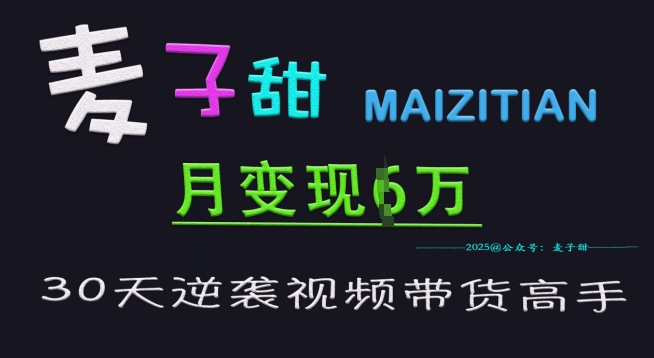 麦子甜30天逆袭视频带货高手，单月变现6W加特训营插图