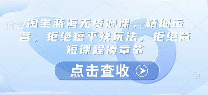淘宝蓝海无货源课，精细运营，拒绝短平快玩法，拒绝简短课程凑章节插图