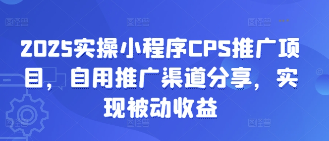 2025实操小程序CPS推广项目，自用推广渠道分享，实现被动收益插图
