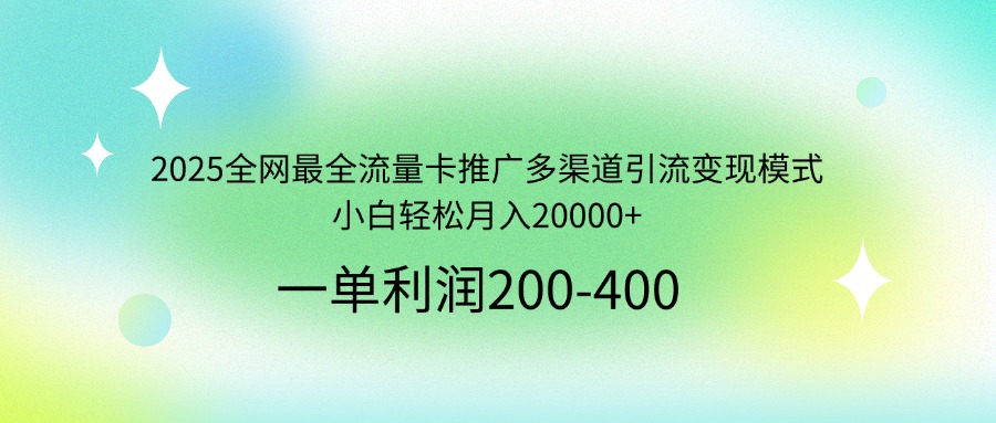 （14126期）2025全网最全流量卡推广多渠道引流变现模式，小白轻松月入20000+插图