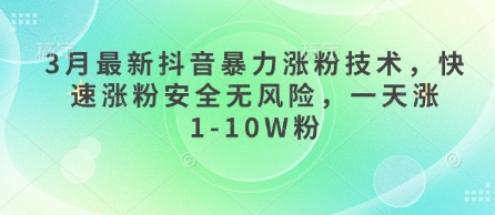 3月最新抖音暴力涨粉技术，快速涨粉安全无风险，一天涨1-10W粉插图