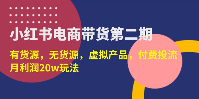 （14186期）小红书电商带货第二期，有货源，无货源，虚拟产品，付费投流，月利润20w插图
