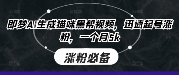 即梦AI生成猫咪黑帮视频，迅速起号涨粉，一个月5k插图