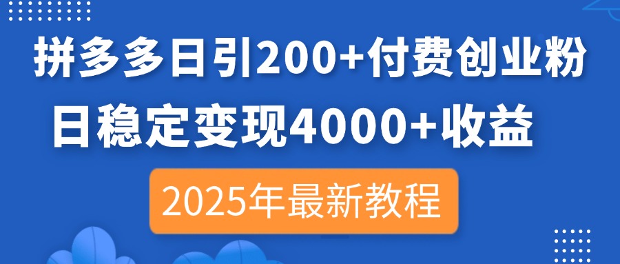 （14217期）拼多多日引200+付费创业粉，日稳定变现4000+收益，2025年最新教程插图