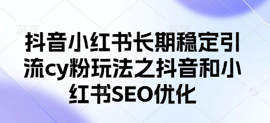 抖音小红书长期稳定引流cy粉玩法之抖音和小红书SEO优化插图
