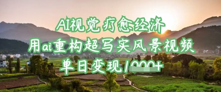 AI视觉疗愈经济：用ai重构超写实风景视频，单日变现多张插图