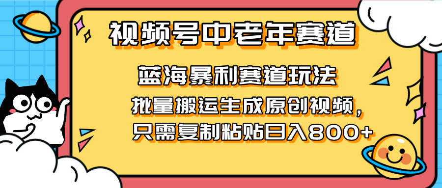 （14314期）2025视频号中老年短视频蓝海暴利风口！复制粘贴搬运视频单日赚800+，无…插图