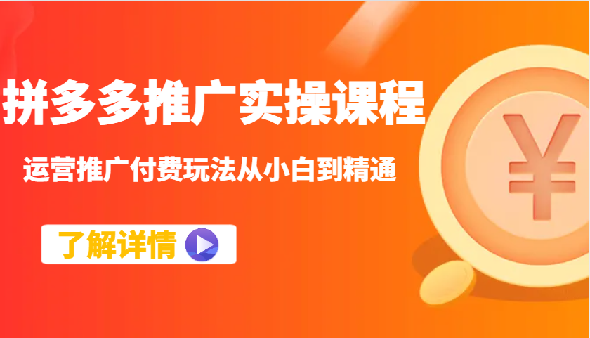 拼多多推广实操课程：运营推广付费玩法从小白到精通插图
