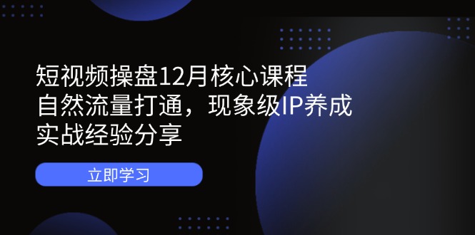 （14447期）短视频操盘12月核心课程：自然流量打通，现象级IP养成，实战经验分享插图