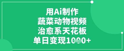 用Ai制作蔬菜动物视频，治愈系天花板，单日变现1k插图
