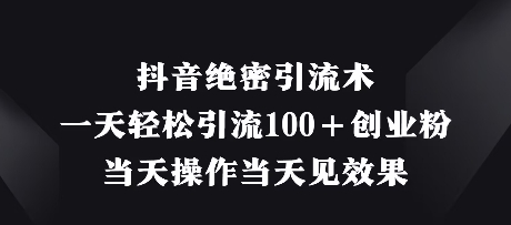 抖音绝密引流术，一天轻松引流100+创业粉，当天操作当天见效果插图