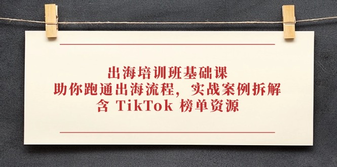 （14555期）出海培训班基础课，助你跑通出海流程，实战案例拆解，含 TikTok 榜单资源插图