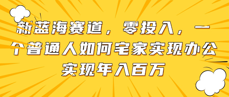 （14700期）新蓝海赛道，零投入，一个普通人如何宅家办公实现年入百万插图