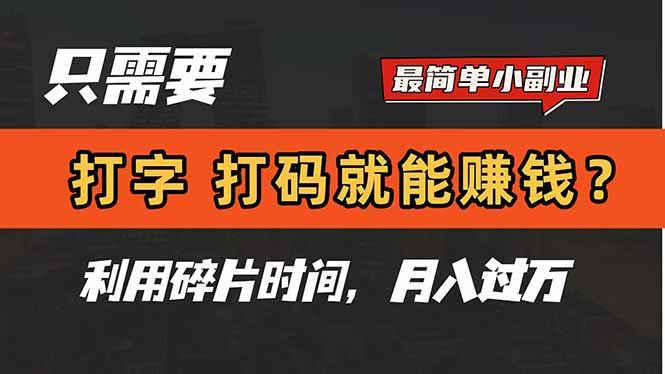 （14673期）只需要打字，打码，就能赚钱？简单的赚钱小副业，利用碎片时间，月入过万插图