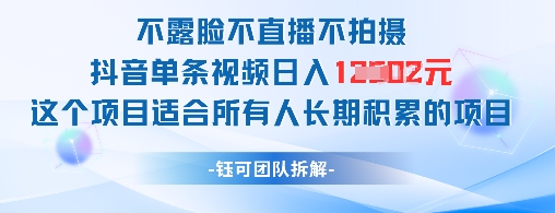 不露脸不直播不拍摄抖音单条视频日入1k+这个项目适合所有人长期积累的项目插图