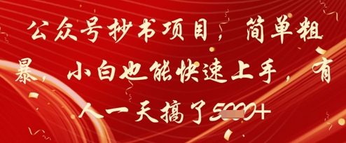 公众号抄书项目，简单粗暴，小白也能快速上手，有人一天搞了1k+插图