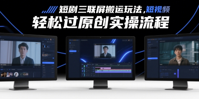 短剧三联屏搬运玩法，短剧搬运轻松过原创实操流程插图