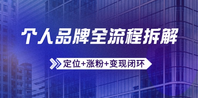 （14799期）个人品牌全流程拆解：定位+涨粉+变现闭环，微信生态运营与资源整合插图