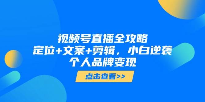 视频号直播全攻略，定位+文案+剪辑，小白逆袭个人品牌变现插图