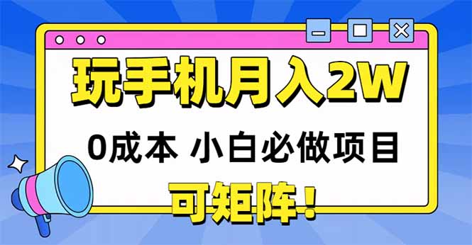 （14879期）玩玩手机月入20000+，0成本小白必做项目，可矩阵插图