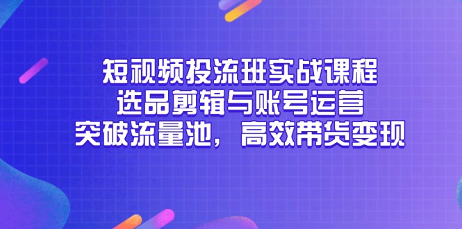 （14868期）短视频投流班实战课程，选品剪辑与账号运营，突破流量池，高效带货变现插图