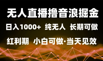 无人直播撸音浪掘金，日入1k+，纯无人红利期，小白可做，当天见效插图