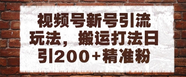 视频号新号引流玩法，搬运打法日引200+精准粉，可矩阵放大插图