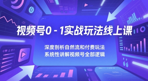 视频号0-1实战玩法线上课，深度剖析自然流和付费玩法，统性讲解视频号全部逻辑插图