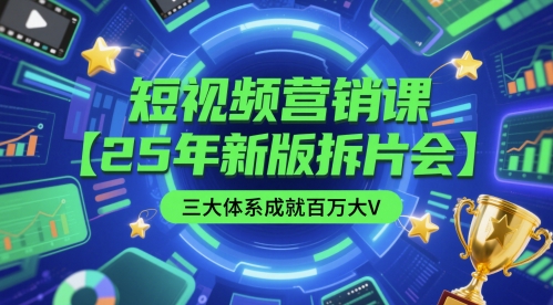 短视频营销课【25年新版拆片会】三大体系成就百万大V，包含正课、拆片会、手把手教学直播课等插图