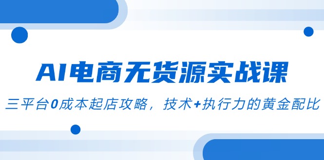 （14982期）AI电商无货源实战课，三平台0成本起店攻略，技术+执行力的黄金配比插图