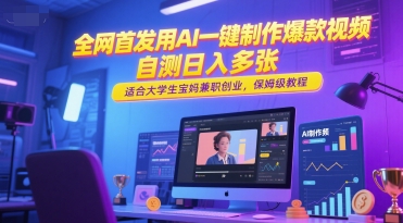 全网首发用AI一键制作爆款视频，自测日入多张，适合大学生宝妈兼职创业，保姆级教程插图