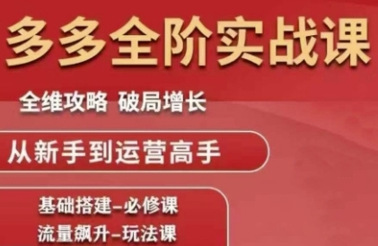 拼多多全阶实战课程，全维攻略，破局增长，从新手到运营高手插图