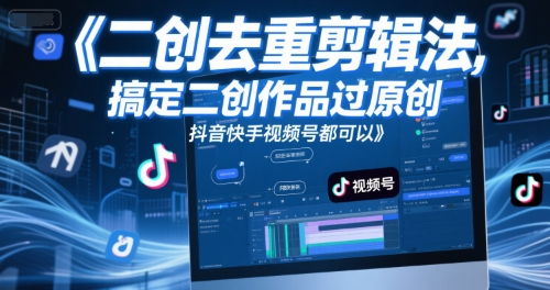 短视频二创去重剪辑法，搞定二创作品过原创，抖音快手视频号都可以插图