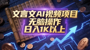 文言文AI视频项目，无脑操作，日入1K以上插图