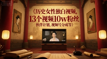 历史女性独白视频，13个视频10w粉丝，伙伴计划，视频号分成等插图