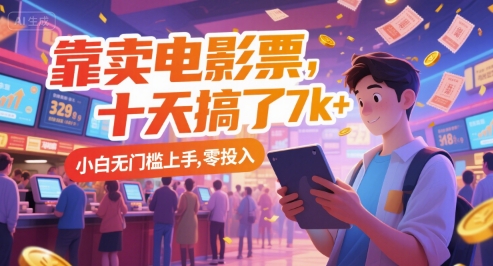 靠卖电影票，十天搞了7k+，小白无门槛上手，零投入插图