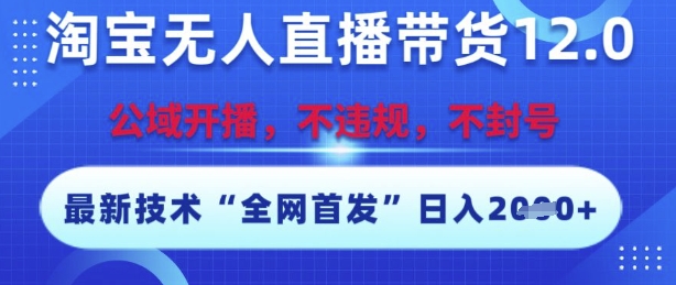 淘宝无人直播带货12.0，最新技术，不封号，不违规，操作简单，开播爆单，日入多张插图