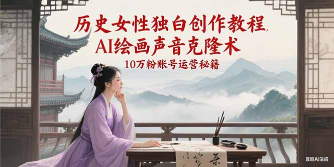 历史女性独白创作教程，AI绘画声音克隆术，10万粉账号运营秘籍插图