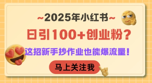 2025年小红书日引100+创业粉？这招新手抄作业也能爆流量！插图