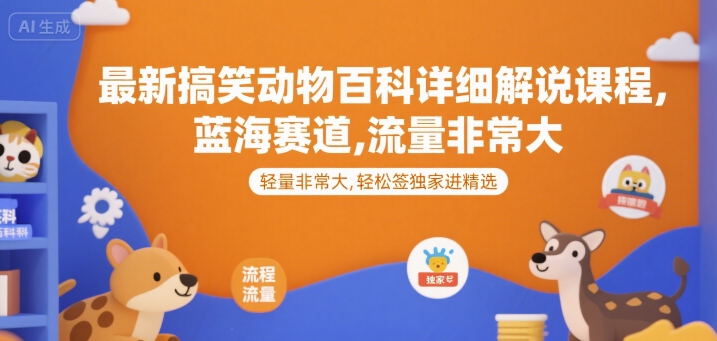 最新搞笑动物百科详细解说课程，蓝海赛道，流量非常大，轻松签独家进精选插图