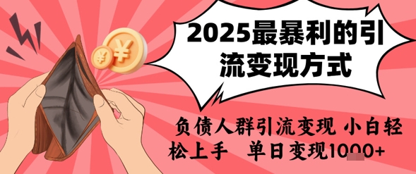 2025年最暴利的引流变现方式，负债人群引流变现，小白轻松上手，日入1k插图