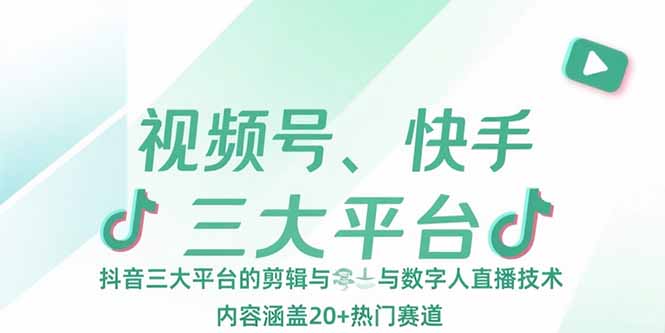 （15449期）视频号、快手、抖音三大平台的剪辑与数字人直播技术，内容涵盖20+热门赛道插图