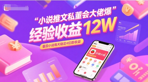 小说推文私董会大佬爆单经验分享收益12W，番茄小说每天稳定4位数收益插图