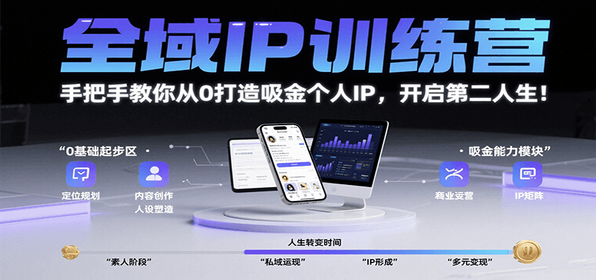 全域IP训练营，手把手教你从0打造吸金个人IP，开启第二人生！插图