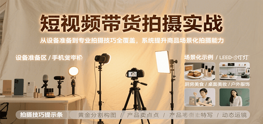 短视频带货拍摄实战，从设备准备到专业拍摄技巧全覆盖，系统提升商品场景化拍摄能力插图