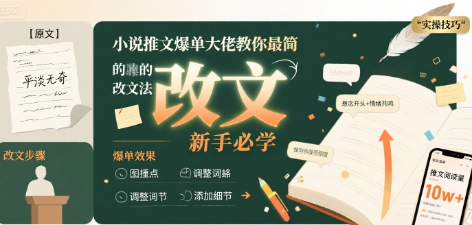 小说推文爆单大佬教你最简单的改文方法实操课，新手必学插图