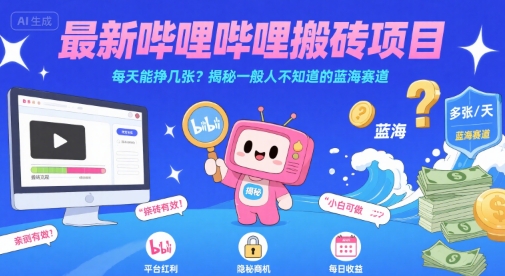 最新哔哩哔哩上B站搬砖项目，每天能挣几张？揭秘一般人不知道的蓝海赛道插图