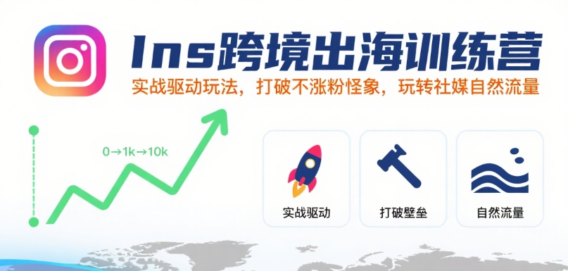 Ins跨境出海训练营，实战驱动玩法，打破不涨粉怪象，玩转社媒自然流量插图