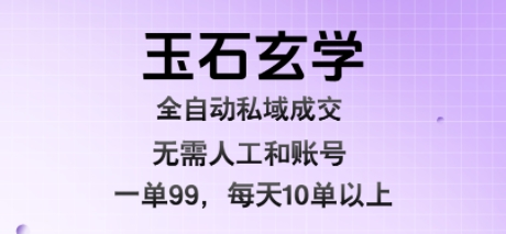 玉石玄学全自动私域成交，一单99每天十单以上，无需人工和矩阵账号，蓝海项目直接干插图